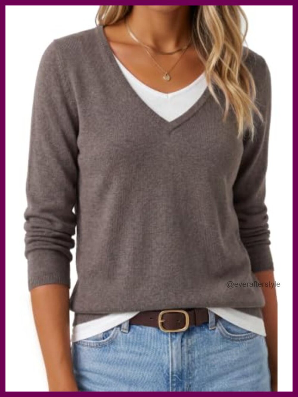 Women's Wool Blend Patchwork V Neck Pullover Sweater